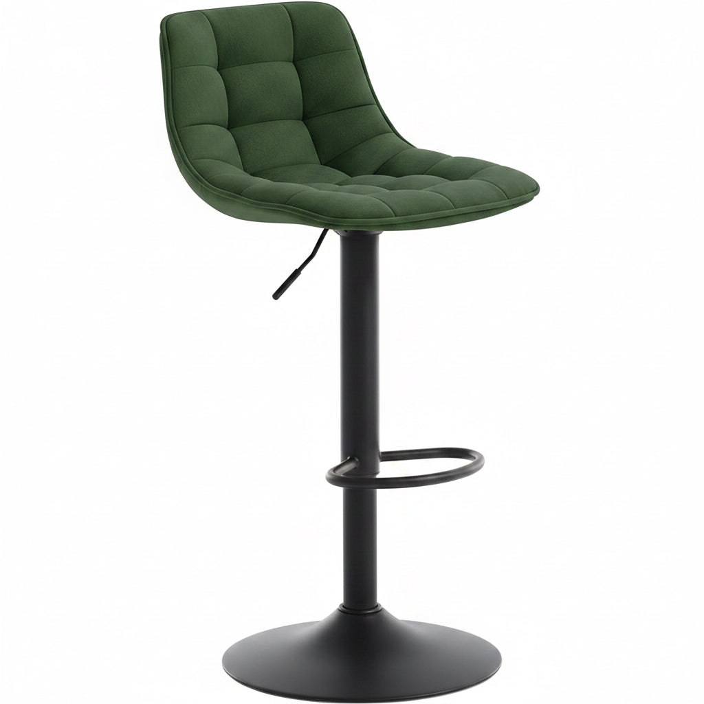 WOLTU 2Er Set Barhocker Küchenstuhl Barstuhl Mit Rückenlehne Und Einstellgriff, Höhenverstellbar & 360° Drehbar, Tresenhocker Bar Hocker Aus Hochwertigem Samt Und Metall, Dunkelgrün