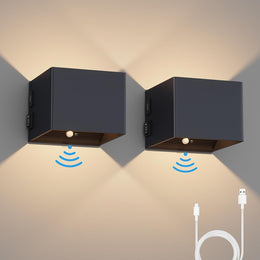 K-Bright Akku Wandleuchte Mit Bewegungsmelder Innen LED Wandlampe Batteriebetrieben Mit Schalter,5W USB Aufladbare Wandbeleuchtung Magnetische Flurlampe, Für Schlafzimmer Wohnzimmer Treppe,Anthrazit