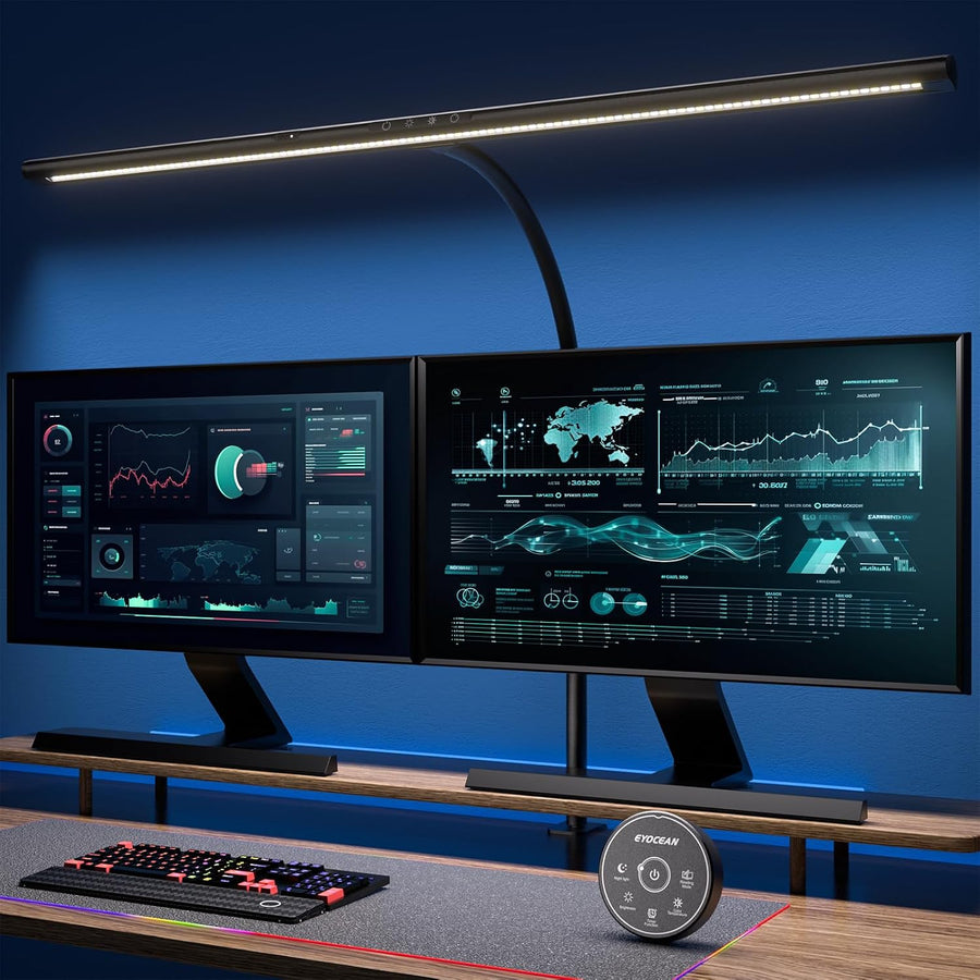 Schreibtischlampe LED Mit Gestensteuerung & Fernbedienung, 24W 80CM Klemmbare Dimmbare Monitor Lampe, Tageslichtlampe Für Arbeiter in Büro Leser Architekenden Schneider