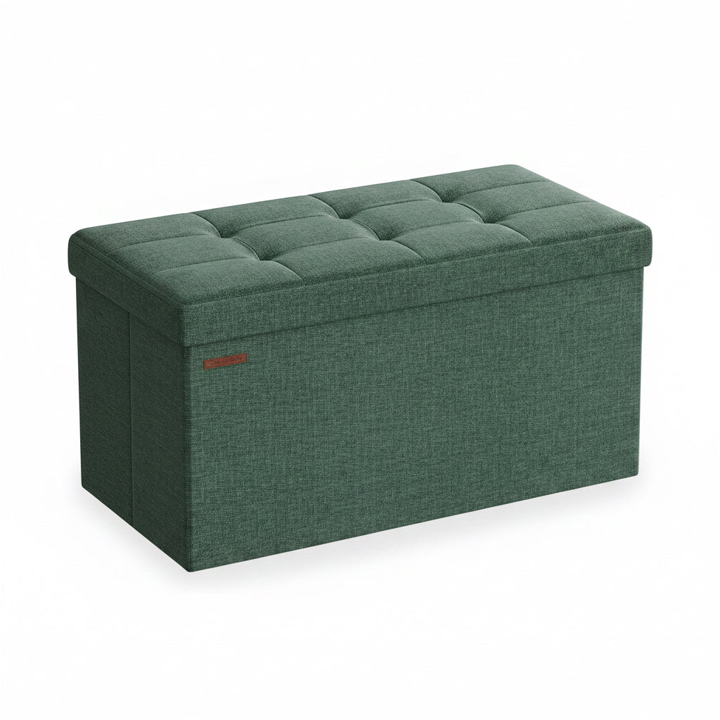 SONGMICS Sitzhocker Mit Stauraum, Klappbare Sitzbank, 38 X 110 X 38 Cm Fußbank, Aufbewahrungsbox, Bis 300 Kg Belastbar, Für Wohnzimmer Schlafzimmer Flur, Schiefergrau LSF77K