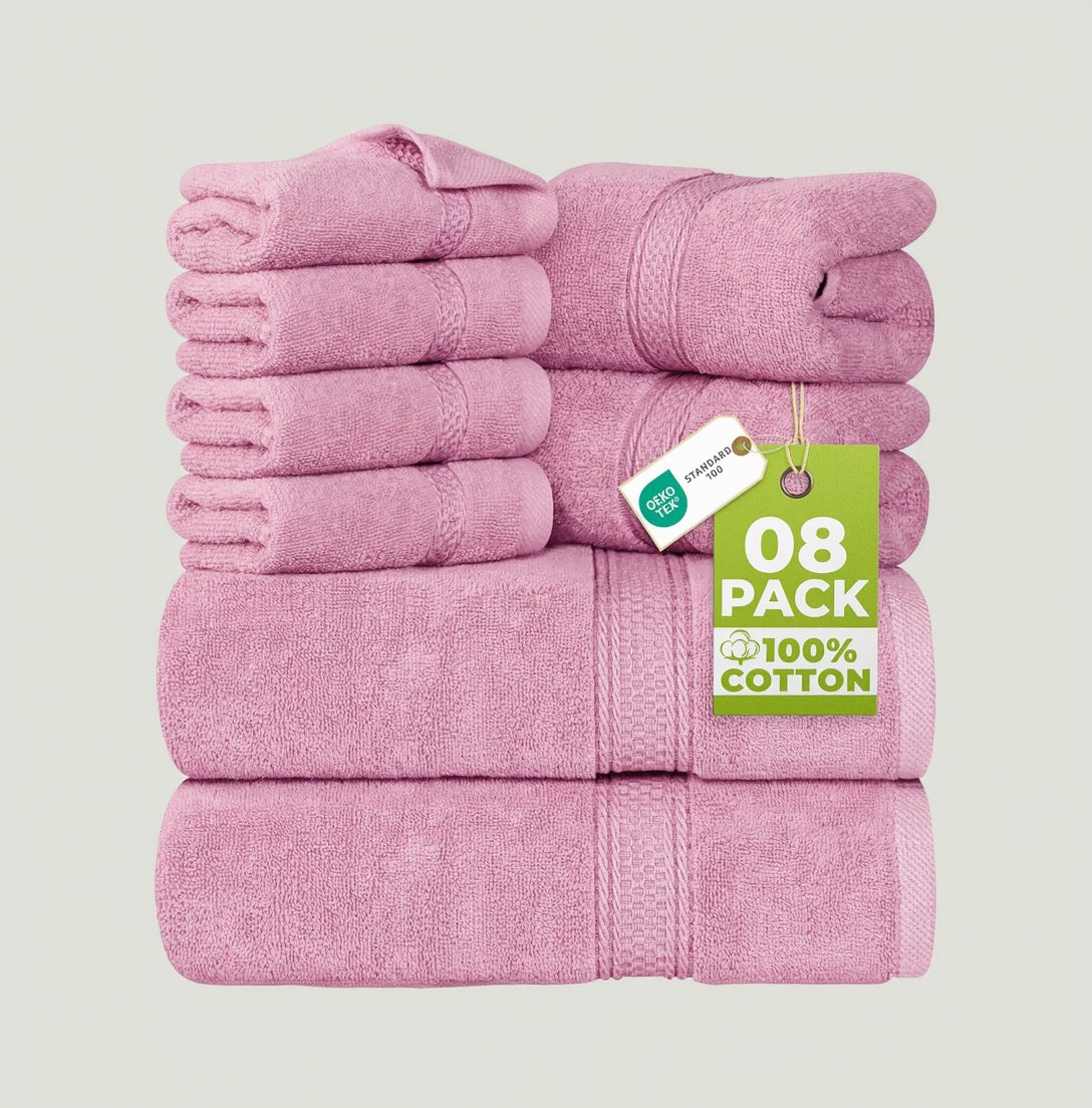 Utopia Towels - 8 Teilig Handtücher Set Aus Baumwolle Mit Aufhänger - 2 Badetuch, 2 Handtücher Und 4 Washclappen - (Grau)