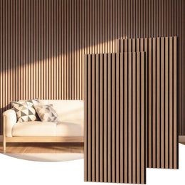 TONOR Akustikpaneele Holz, 4 Stück 120 X 60Cm - 2,88M² Wandpaneele Holz Holzpaneele Wand Als Schallschutzplatten, Wandverkleidung Holzoptik Für Wanddeko Wohnzimmer, Büro, Küche, Eiche