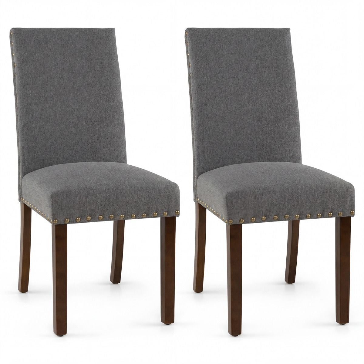 2Er Set Esszimmerstühle Mit Gepolsterter Sitzfläche & Rückenlehne & Gummiholzbeine Polsterstühle Beige