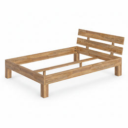 Floki Massivholzbett 140X200 Cm Aus Eiche - Hochwertiges Bettgestell - Bettrahmen Mit Bettkopf - Holzbett in Natur Geölt - Bett Geeignet Als Doppelbett - Futonbett Schlafzimmer