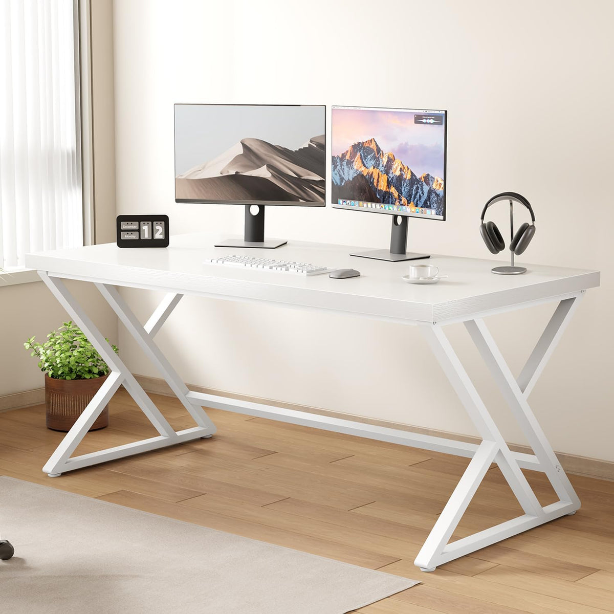 LVB Moderner Computertisch Industrieller Heimbür Mit Stauraum, Metall-Holz, Schreibtisch Arbeitszimmer Computertisch Für Schlafzimmer Einfacher Gaming-Schreibtisch Rustikales Braun