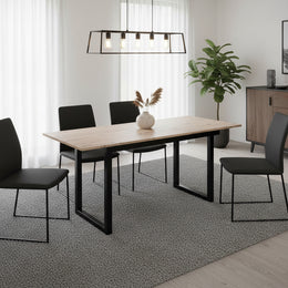 Merax Esstisch 140/180X80X75Cm, Ausziehbar Esszimmertisch Mit Tischbeine Aus Metall, Rechteckiger Küchentisch Für Wohnzimmer Und Esszimmer, Holzfarbe