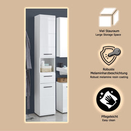 Trendteam Smart Living - Skin - Hochschrank - Weiß/Weiß Hochglanz - 5 Fächer, Eine Ablage Und Eine Schublade - (Bxhxt) 30 X 182 X 31 Cm - 2 Verstellbare Einlegeböden - Kratzfest