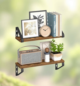 VASAGLE Wandregal, Schweberegal, 3Er Set, Regalbrett, 2 Montagemöglichkeiten, 30/35/40 Cm, Für Wohnzimmer, Küche, Arbeitszimmer, Badezimmer, Vintagebraun-Mattschwarz LWS33BX