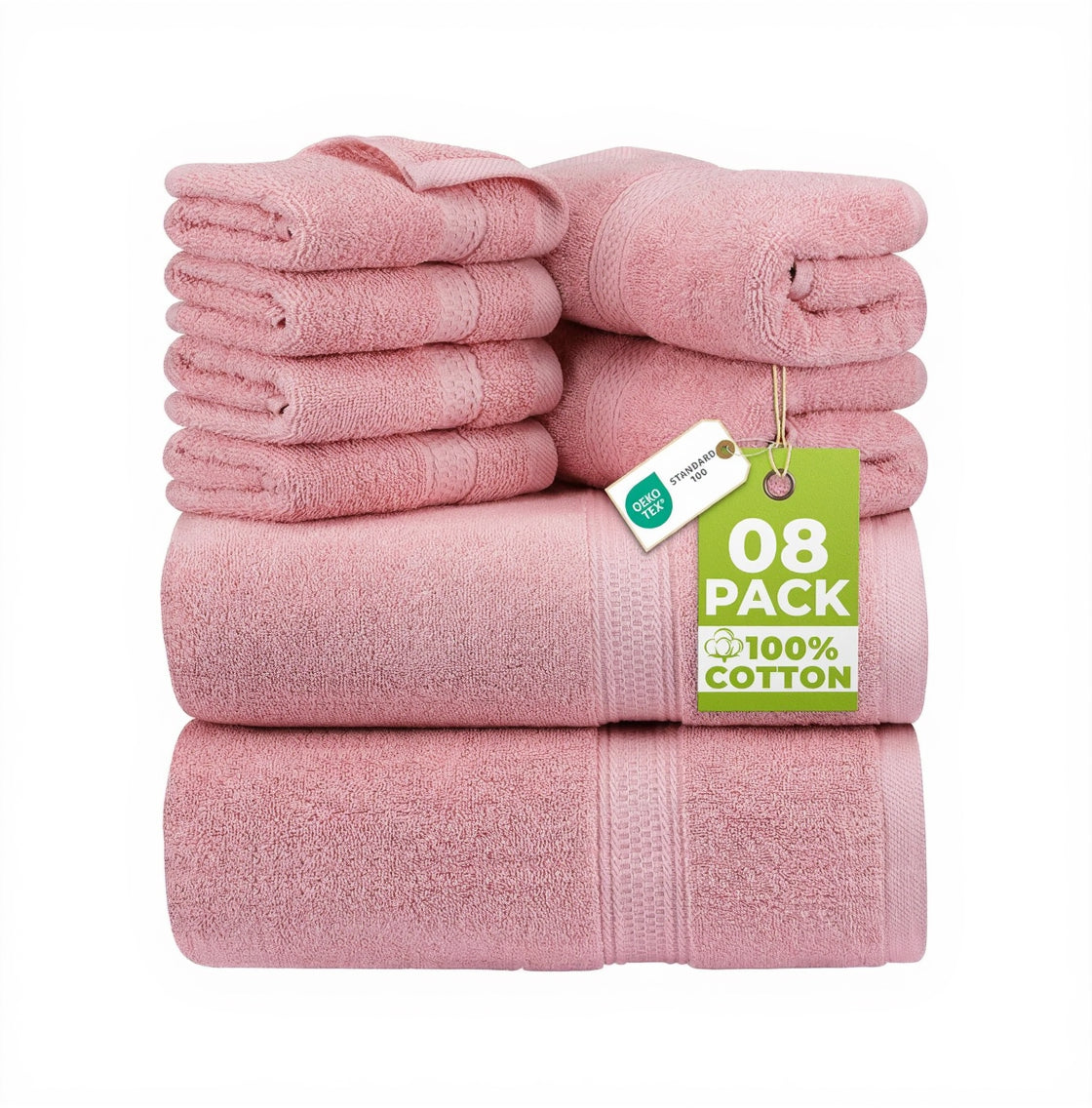 Utopia Towels - 8 Teilig Handtücher Set Aus Baumwolle Mit Aufhänger - 2 Badetuch, 2 Handtücher Und 4 Washclappen - (Grau)