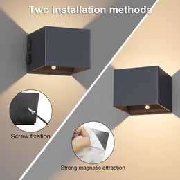 K-Bright Akku Wandleuchte Mit Bewegungsmelder Innen LED Wandlampe Batteriebetrieben Mit Schalter,5W USB Aufladbare Wandbeleuchtung Magnetische Flurlampe, Für Schlafzimmer Wohnzimmer Treppe,Anthrazit