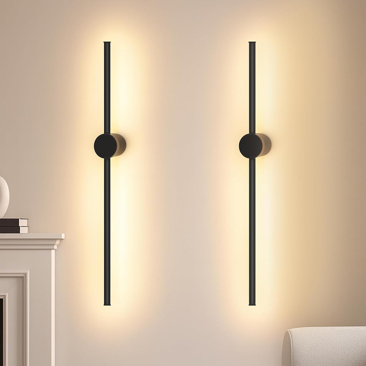 ZMH Wandlampe Led Wandleuchte Innen - 100CM Lang Schwarz Flurlampe Modern Design Wohnzimmer Wandbeleuchtung Warmweiß 3000K Indirekt Küche Beleuchtung Für Schlafzimmer Flur Treppenhaus Bett