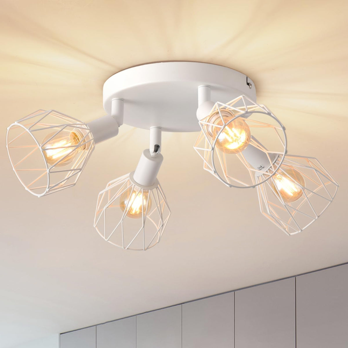 ANWIO Deckenstrahler 3 Flammig Schwarz, Vintage Deckenlampe E14 Drehbar,Deckenstrahler 3 Spots, Deckenlampe LED, Lampe Wohnzimmer, Küchenlampe Decke (Ohne Glühbirnen) EUC-EA190813-14-03RB-1U