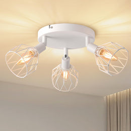 ANWIO Deckenstrahler 3 Flammig Schwarz, Vintage Deckenlampe E14 Drehbar,Deckenstrahler 3 Spots, Deckenlampe LED, Lampe Wohnzimmer, Küchenlampe Decke (Ohne Glühbirnen) EUC-EA190813-14-03RB-1U