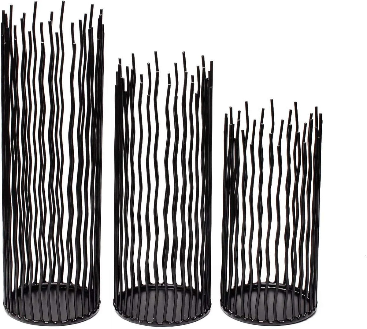 Kerzenhalter Set Von 3 Black Metal Eisen Pillar Kerzenhalter Moderne Innen- Und Outdoor Kerzenhalter Für Tisch Mittelstück Kamin Mantel Dekoration, Haus, Party, Hochzeit, Events Dekor