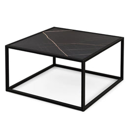 Couchtisch Marmor Optik Rechteckiger Kaffeetisch Mit Tischplatte Aus Kunstmarmor 70 X 70 X 40 Cm Schwarz