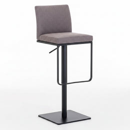 CLP 2Er Set Barhocker Panama Mit Stoffbezug I Höhenverstellbarer Barstuhl I Thekenhocker Mit Lehne Und Fußstütze, Farbe:Grau, Gestell Farbe:Schwarz