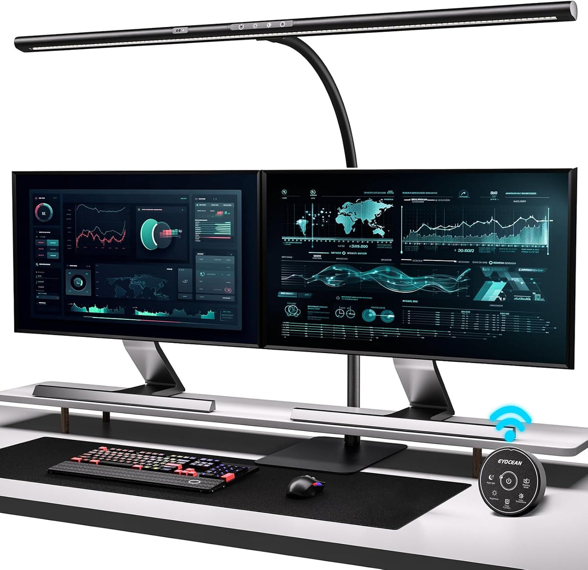 Schreibtischlampe LED Mit Gestensteuerung & Fernbedienung, 24W 80CM Klemmbare Dimmbare Monitor Lampe, Tageslichtlampe Für Arbeiter in Büro Leser Architekenden Schneider