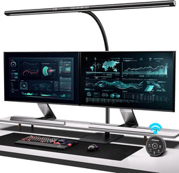Schreibtischlampe LED Mit Gestensteuerung & Fernbedienung, 24W 80CM Klemmbare Dimmbare Monitor Lampe, Tageslichtlampe Für Arbeiter in Büro Leser Architekenden Schneider
