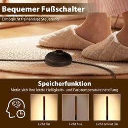 Bambus-Stehlampe Dimmbare Led-Ecklampe Mit Fußschalter 3000K-6000K 122 Cm Natur