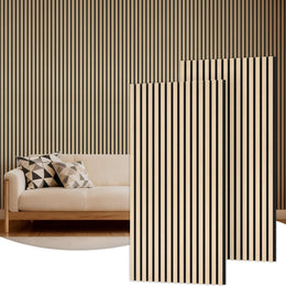 TONOR Akustikpaneele Holz, 4 Stück 120 X 60Cm - 2,88M² Wandpaneele Holz Holzpaneele Wand Als Schallschutzplatten, Wandverkleidung Holzoptik Für Wanddeko Wohnzimmer, Büro, Küche, Eiche