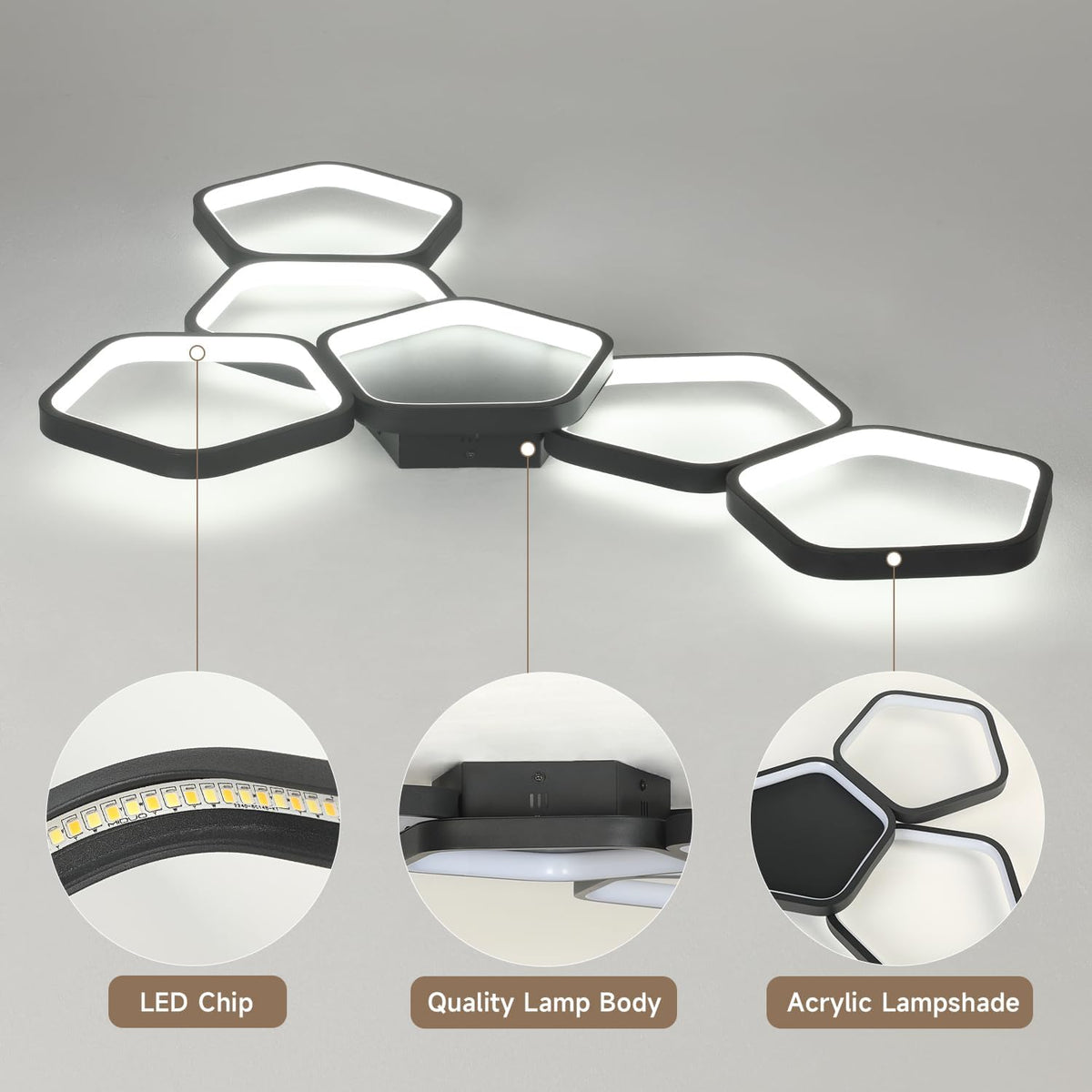 LED Deckenleuchte Wohnzimmer Dimmbar 90 Cm 58W | Mit Fernbedienung,3000K–6500K, Nachtlicht, Memory-Funktion, Schwarze Deckenlampe Für Schlafzimmer, Küche