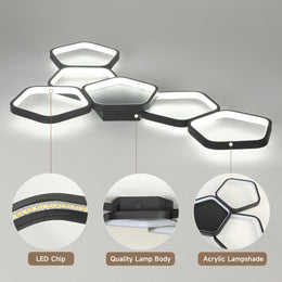 LED Deckenleuchte Wohnzimmer Dimmbar 90 Cm 58W | Mit Fernbedienung,3000K–6500K, Nachtlicht, Memory-Funktion, Schwarze Deckenlampe Für Schlafzimmer, Küche