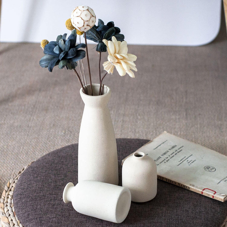 CEMABT Keramik Vasen 3Er-Set Kleine Blumenvasen Für Dekor, Moderne Rustikale Bauernhaus Home Decor, Dekorative Für Pampas Grass&Getrocknete Blumen, Idee Regal,Tisch, Bücherregal,Mantel (Natur)