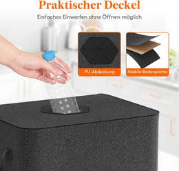 Lifewit 100L Pfandflaschen Sammelbehälter Mit Deckel, Groß Pfandflaschen Aufbewahrung, Behälter Leergut & Altglas Aufbewahrung, Flaschensammler Mit Loch Küche Abstellraum Flaschentasche, Dunkelgrau