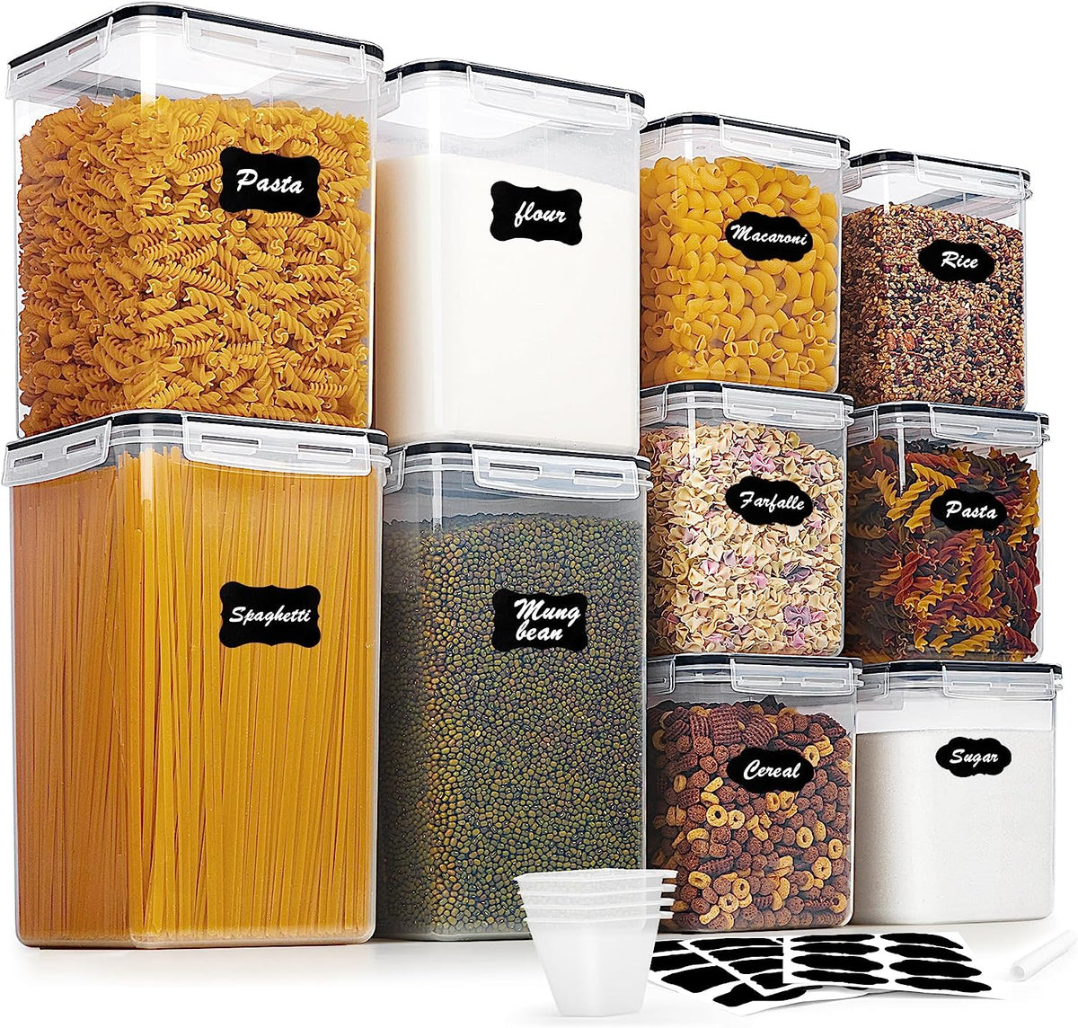 Vtopmart Vorratsdosen Mit Deckel Luftdicht, Set Mit 24 Vorratsbehälter, Bpa-Frei, Küchen Aufbewahrungsboxen Für Mehl, Zucker, Körner, Mit Schreibstift Und Etikett