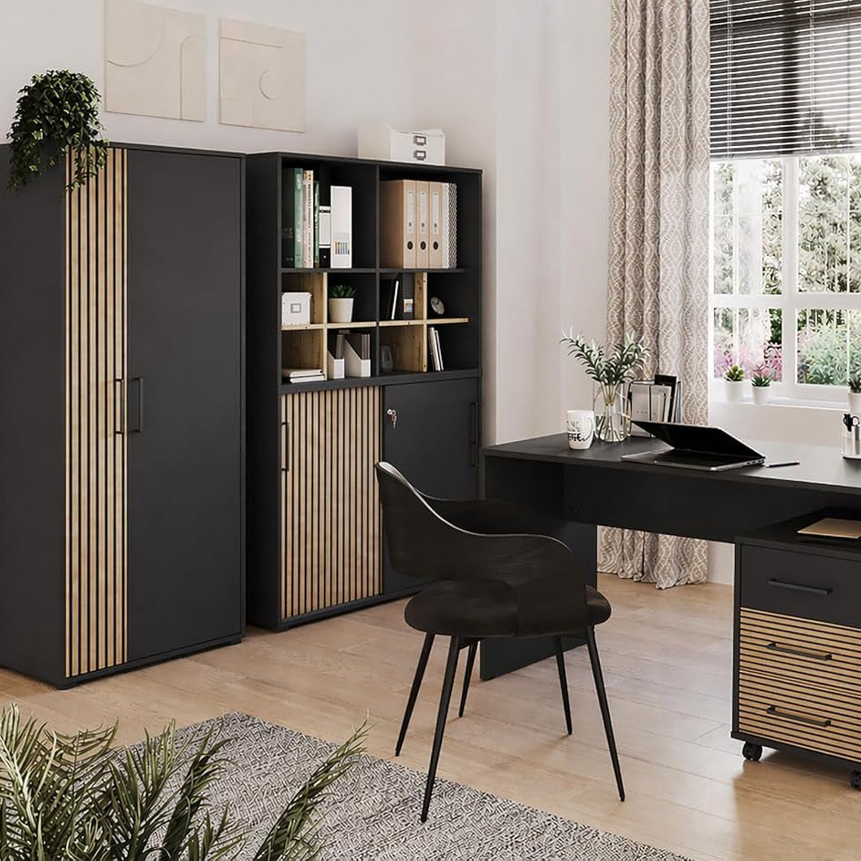 Schildmeyer Aktenschrank Hank 158268, Schwarzmatt/Akustikpaneel Optik, 51 X 41 X 83,6 Cm