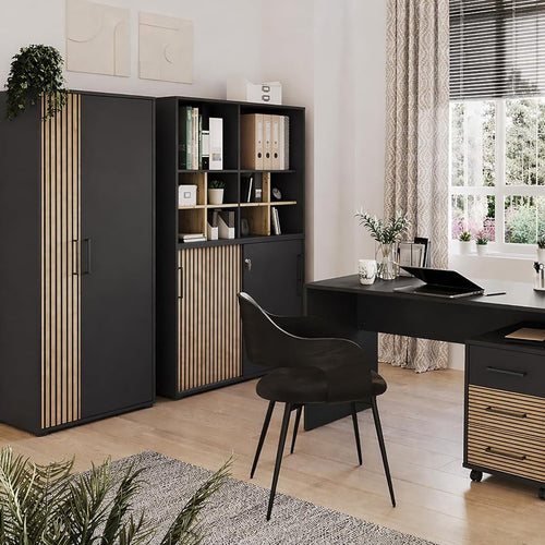 Schildmeyer Aktenschrank Hank 158268, Schwarzmatt/Akustikpaneel Optik, 51 X 41 X 83,6 Cm