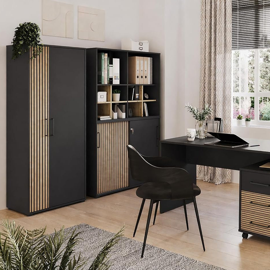 Schildmeyer Aktenschrank Hank 701971, Schwarzmatt/Akustikpaneel Optik, 65 X 41 X 163,6 Cm