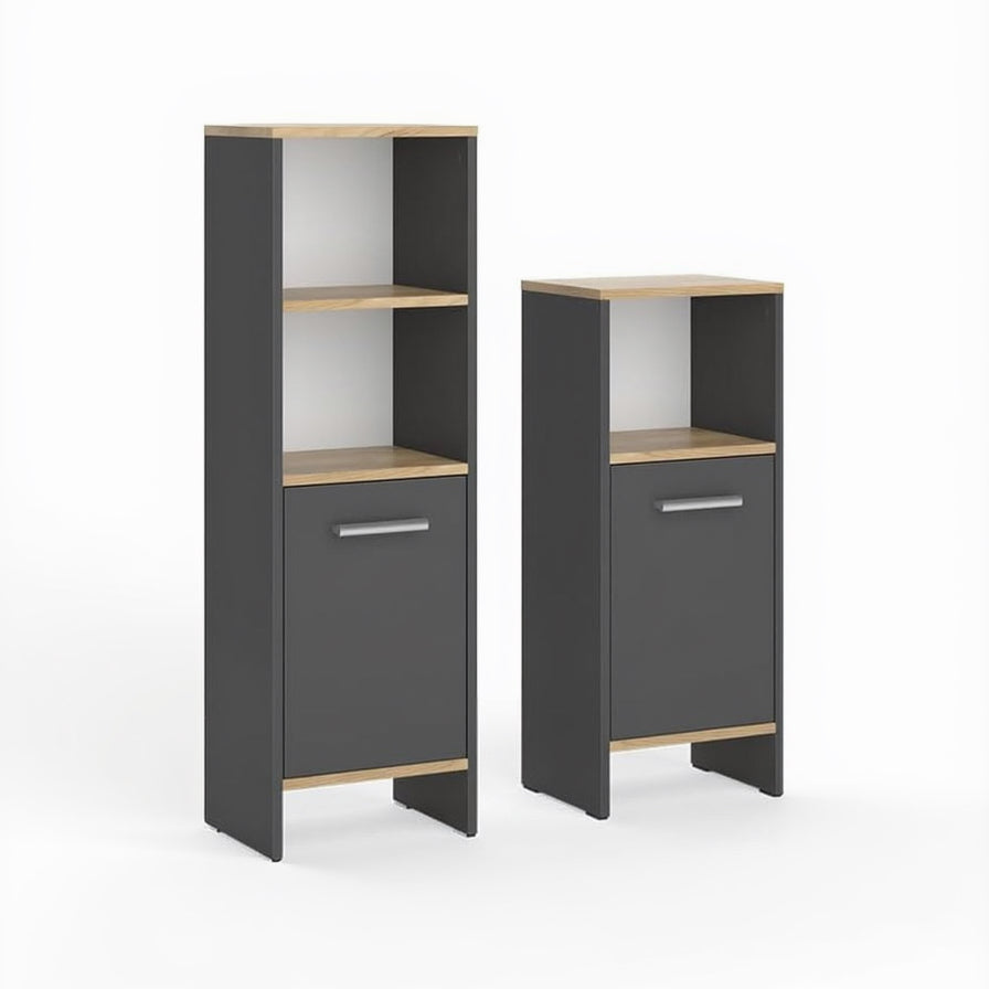 Vicco Badmöbel-Set Karli, Anthrazit/Goldkraft Eiche, 131.4 Cm, Besteht Aus Waschbeckenunterschrank, Spiegelschrank Und Hochschrank