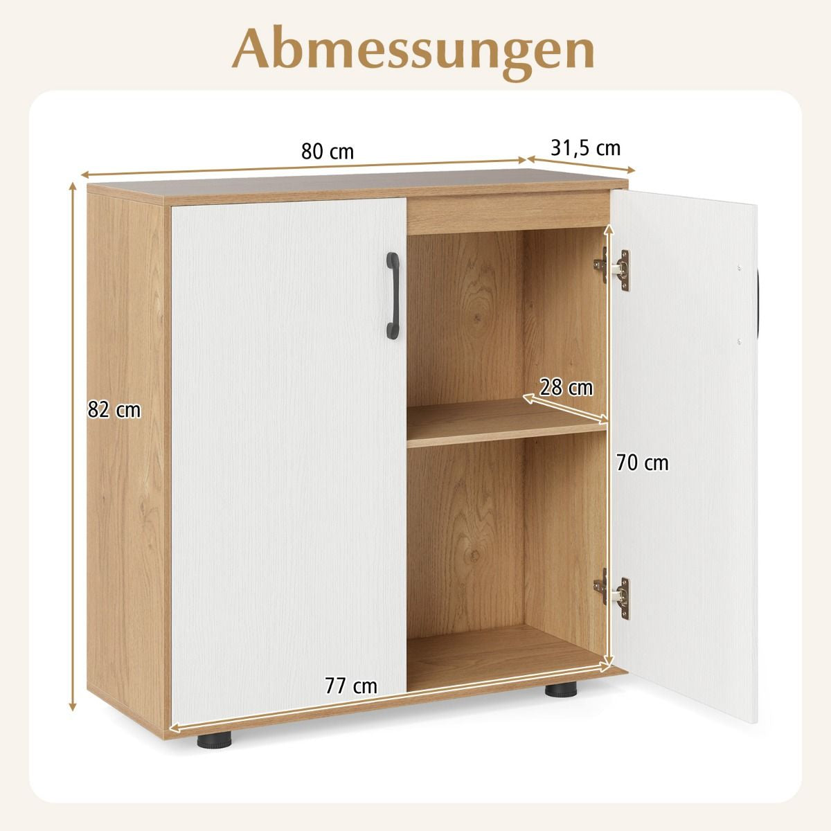 Sideboard Mit Türen & Verstellbarem Regal Beistellschrank Aufbewahrungsschrank