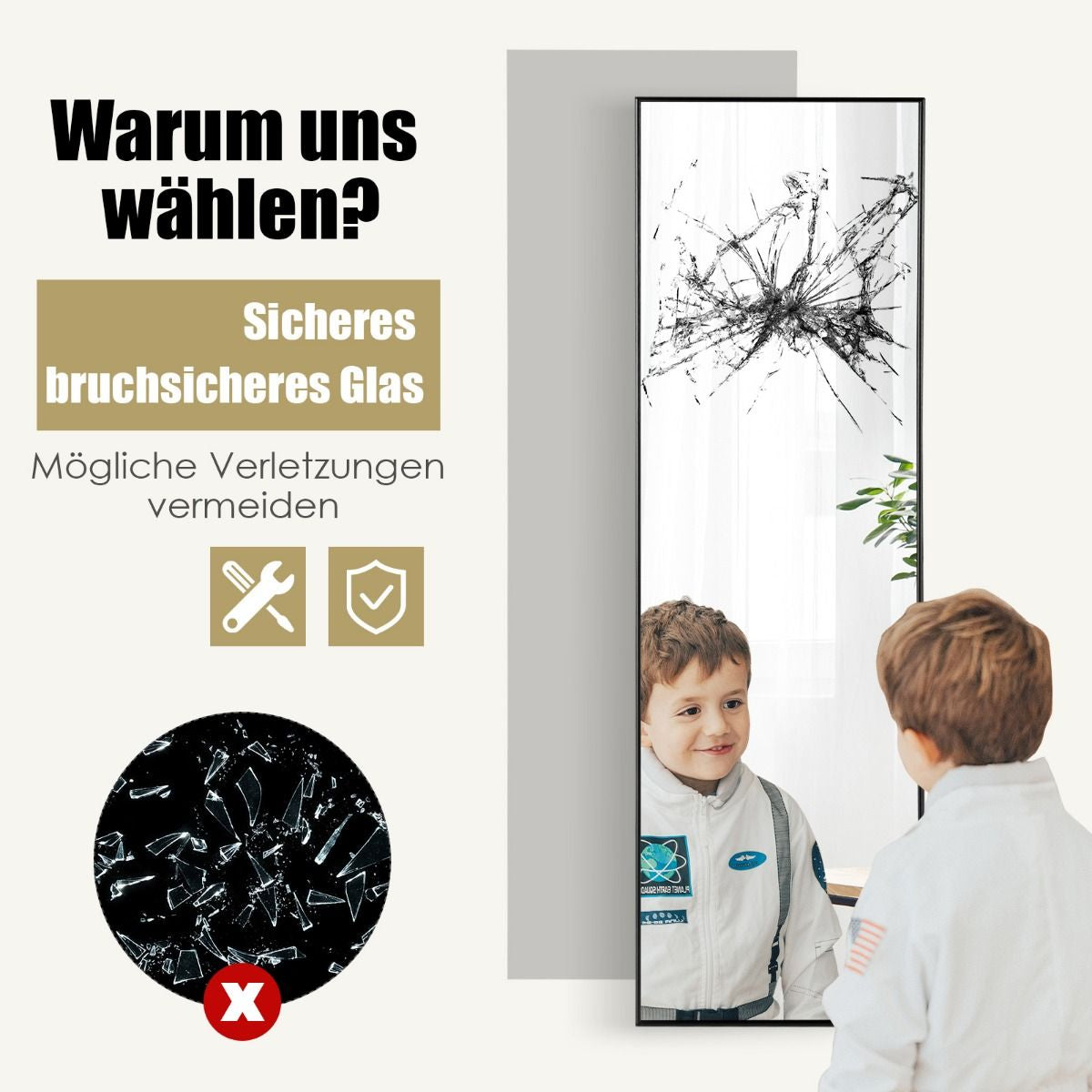 Hängespiegel Ganzkörperspiegel Mit Rahmen 120 X 37 X 2 Cm Schwarz