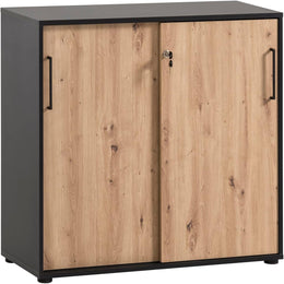Schildmeyer Aktenschrank Aino 701867, Artisan Eiche Dekor/Schwarz Matt, 100 X 41 X 83,6 Cm