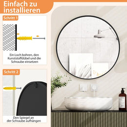 Badspiegel Hängespiegel Explosionsgeschützter Wandspiegel Badezimmerspiegel Für Bad Rund 61 X 61 X 2,5 Cm