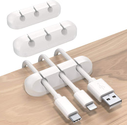 SOULWIT® Kabelhalter Kabelclips, [3 Stück] Kabelmanagement Selbstklebend Kabel Organizer Vielzwecke Kabelführung Set Für Schreibtisch Computer PC, USB Ladekabel, Zuhausebüro