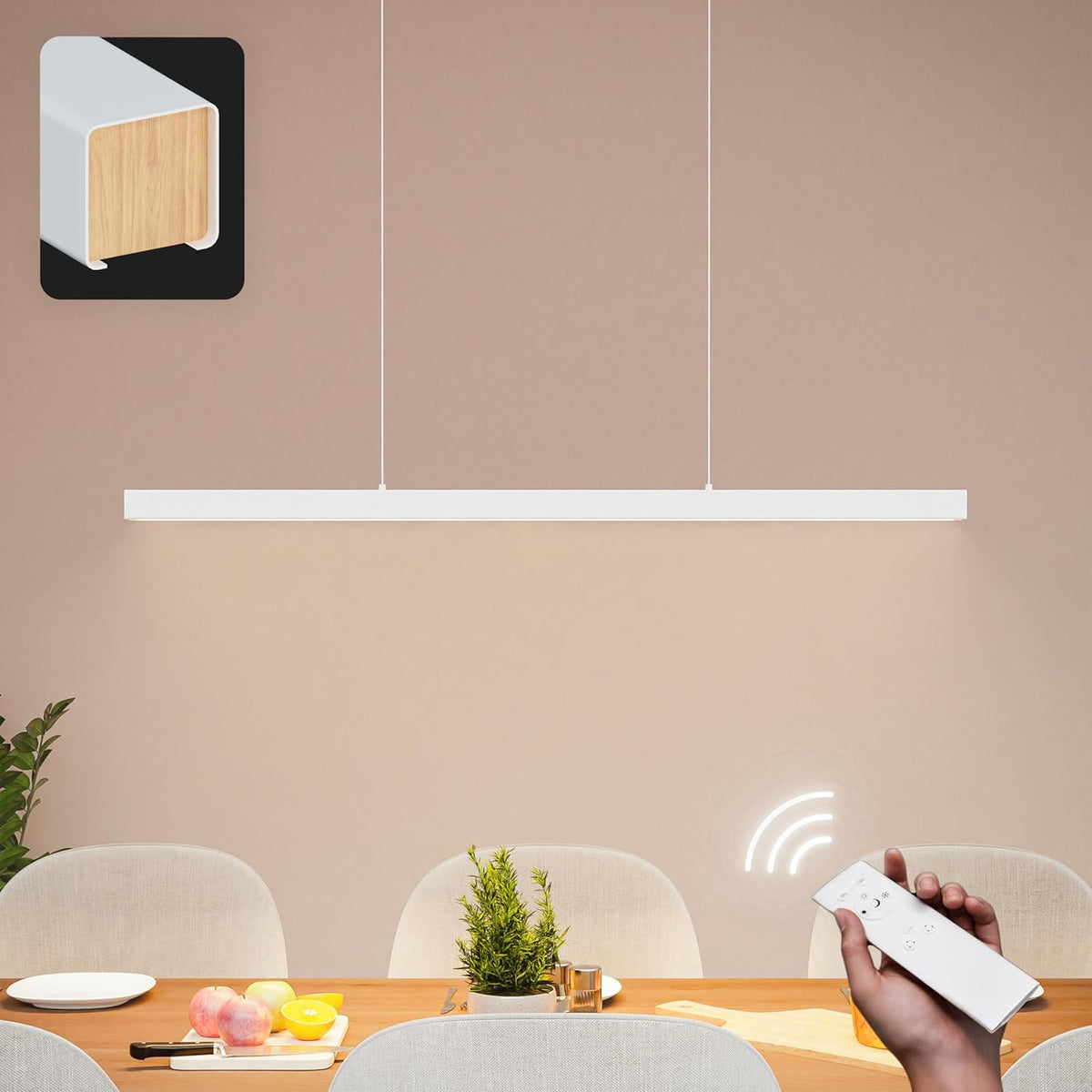 MATO LED Pendelleuchte Esstisch Höhenverstellbar Schwarz - Lichtfarbe Stufenlos Einstellbar & Dimmbar per Fernbedienung - 100Cm Länge - Esstischlampe Hängend, Esszimmerlampe, Hängelampe Esszimmer