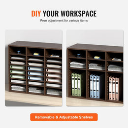VEVOR Briefablage 24 Fächer Organizer Aus MDF, Dokumentenablage Vintage Braun 737 X 305 X 620 Mm, Ablagefächer Desktop-Aktenhalter Dokumentenlager, Dokumentenhalter Zu Hause, Im Büro, Im Klassen Usw.