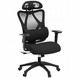 SONGMICS Bürostuhl, Ergonomischer Schreibtischstuhl, 150 Kg | Computerstuhl, Netzstuhl, Verstellbare Lendenstütze Und Kopfstütze, Bis 150 Kg Belastbar, OBN063B01