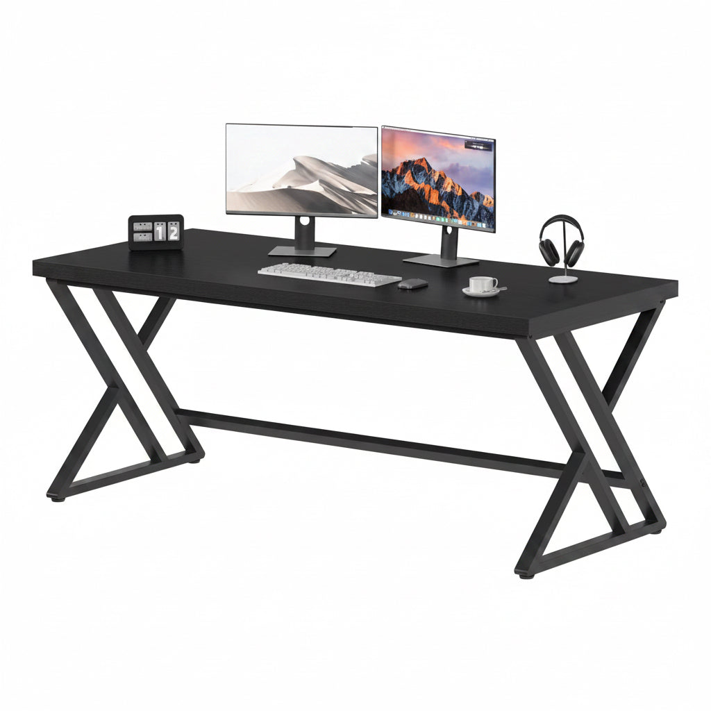 LVB Moderner Computertisch Industrieller Heimbür Mit Stauraum, Metall-Holz, Schreibtisch Arbeitszimmer Computertisch Für Schlafzimmer Einfacher Gaming-Schreibtisch Rustikales Braun