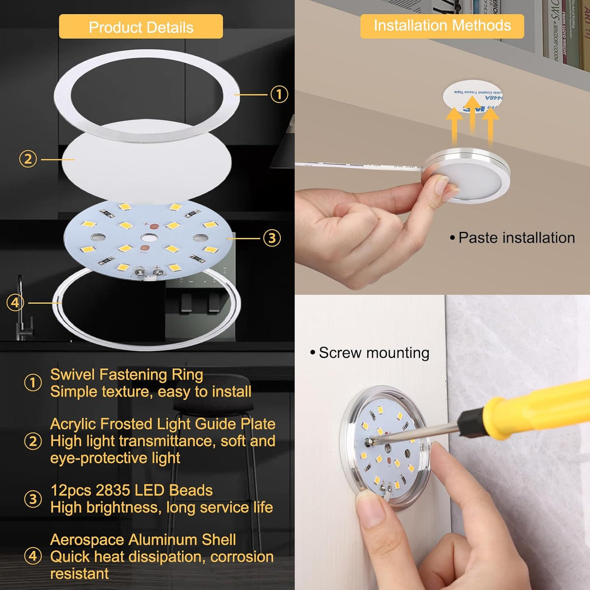 Lightess 4Er Unterbauleuchte Küche LED Vitrinenbeleuchtung 12V Warmweiß | Unterschrank Beleuchtung 8Mm Dünn, 250LM, Alu 60X8Mm, Für Küche Vitrine Schrank Regal Garderobe Mit EU Stecker