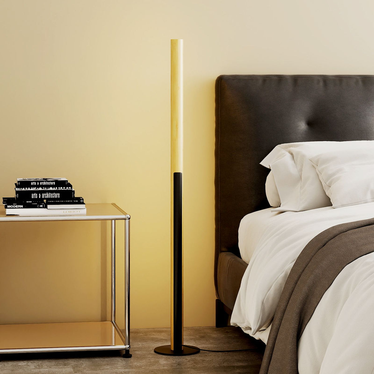 Bambus-Stehlampe Dimmbare Led-Ecklampe Mit Fußschalter 3000K-6000K 122 Cm Natur