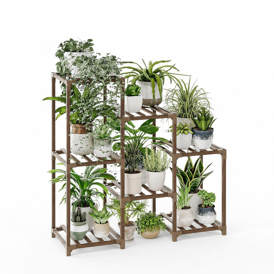 Bamworld Pflanzenständer Blumenständer Pflanzenregal Indoor Outdoor Für 7 Etagen Terrasse Balkon Garten Gartenarbeit Geschenke