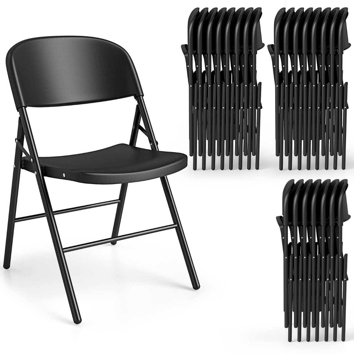 6Er Set Klappstühle Aus Metall & Kunsttoff Faltstuhl Mit 150 Kg Tragfähigkeit Gaststühle Grau