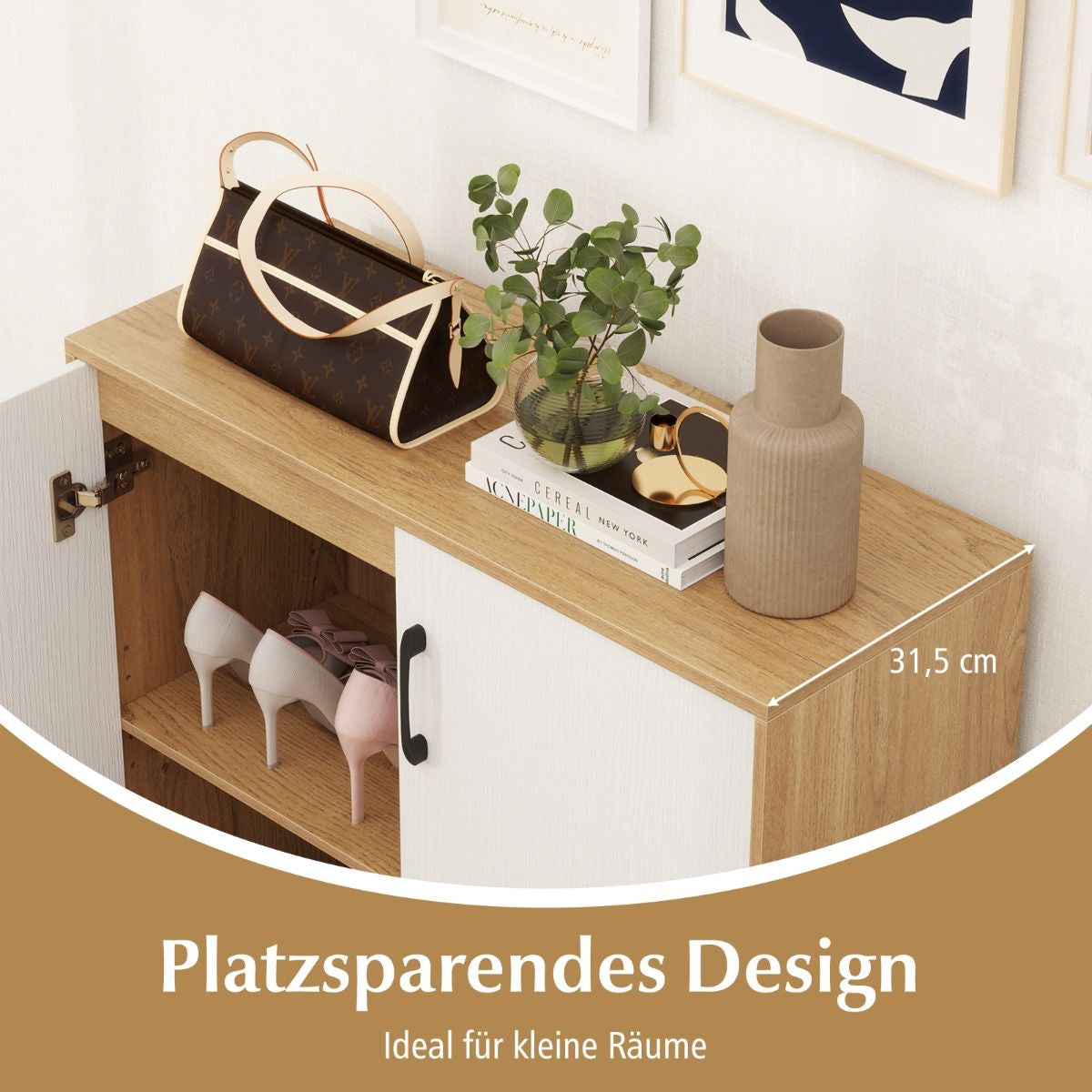 Sideboard Mit Türen & Verstellbarem Regal Beistellschrank Aufbewahrungsschrank
