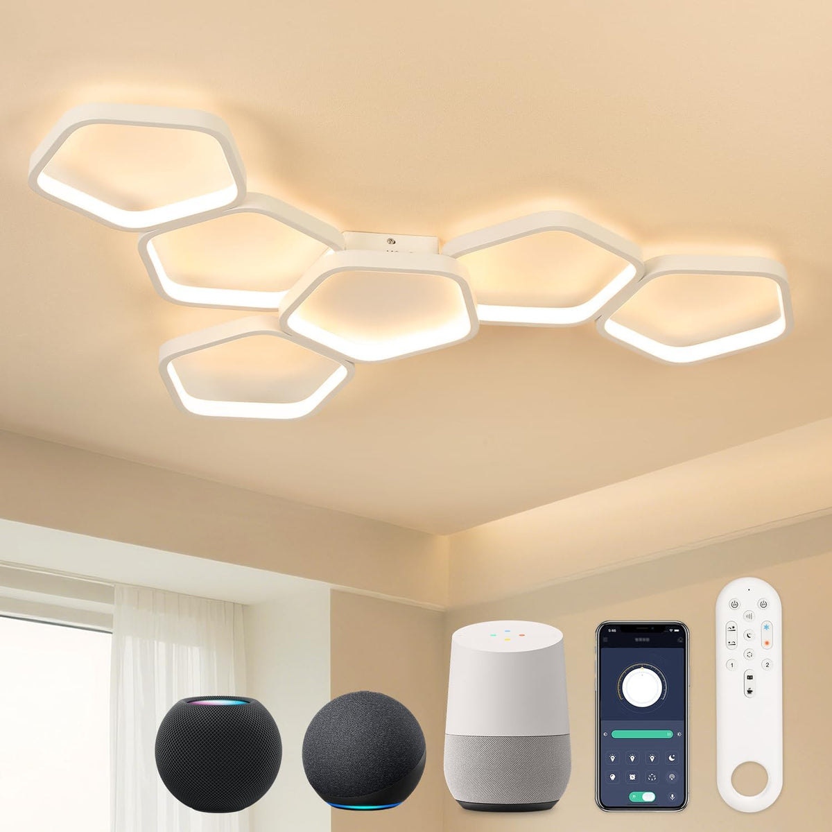LED Deckenleuchte Wohnzimmer Dimmbar 90 Cm 58W | Mit Fernbedienung,3000K–6500K, Nachtlicht, Memory-Funktion, Schwarze Deckenlampe Für Schlafzimmer, Küche