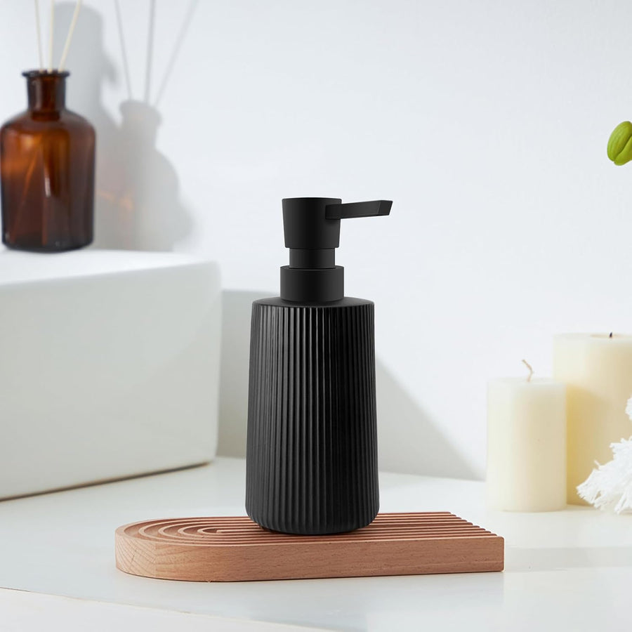 Moderne Seifenspender Glas Spülmittelspender 250Ml Seifenspender Bad Für Badezimmer Arbeitsplatte Küche Soap Dispenser Mit Pumpspender (2, Schwarz)