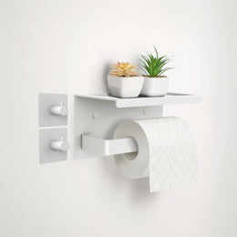 Toilettenpapierhalter Ohne Bohren Aluminium Klopapierhalter Mit 17 Cm Ablage, Selbstklebende WC Papier Halterung Mit 2 Klebehaken Wandmontage Klorollenhalter Für Küche Und Badzimmer Schwarz